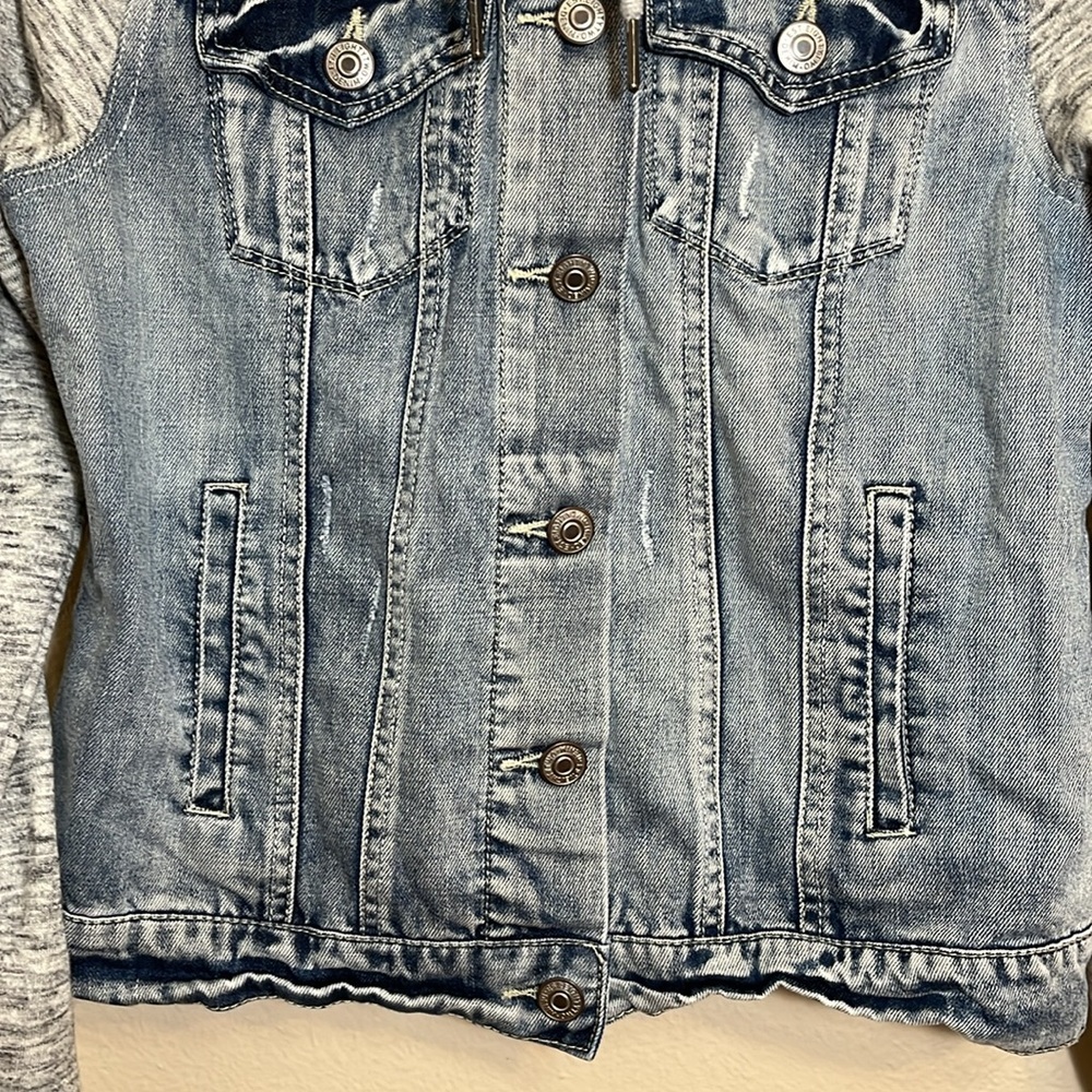 Eighty Two Denim & Knit Hooded Jean Jacket - Picture 7 of 11